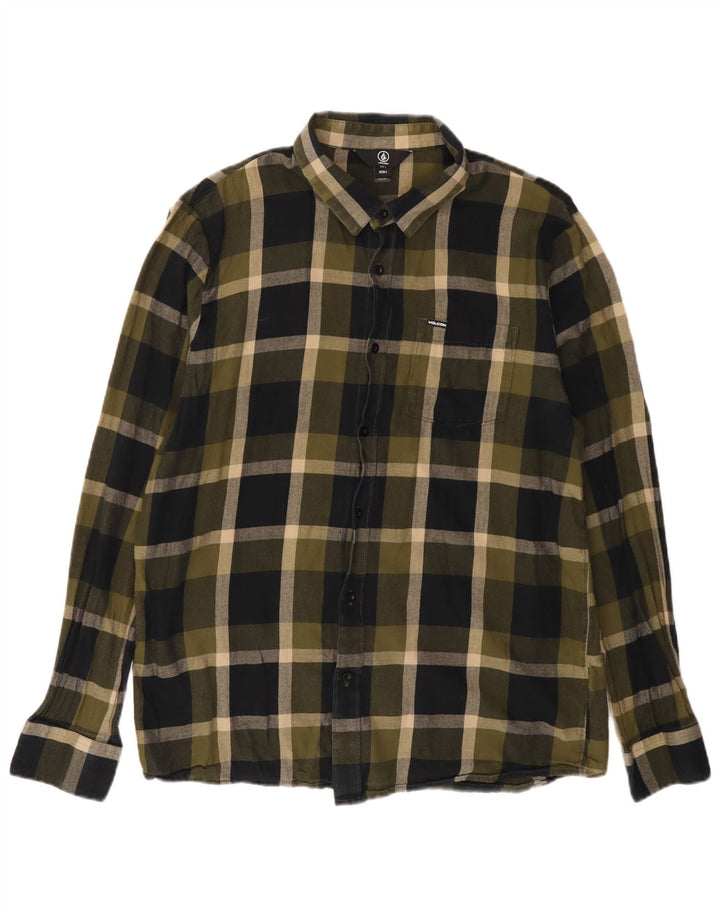 VOLCOM Muška flanelska košulja, veliki kaki karirani pamuk
