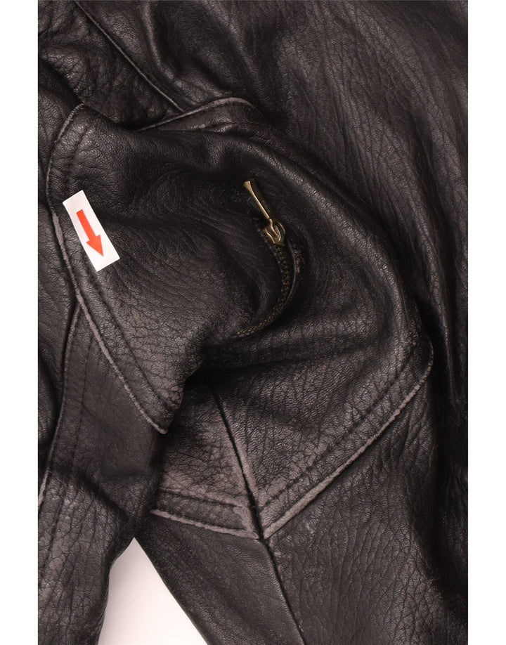 Vintage ženska kožna jakna IT 52 2XL crna koža