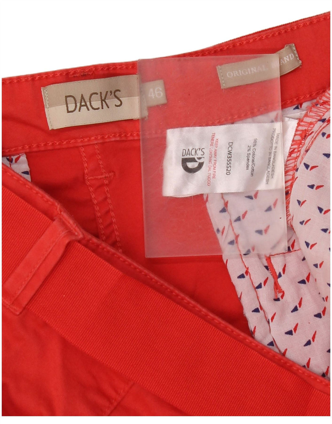 Dack's ženske kratke chino hlače standardnog kroja IT 46 Large W34, crveni pamuk