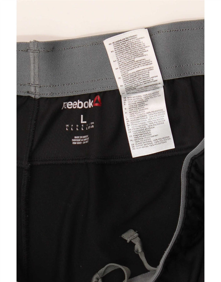 Reebok muške hlače za trenirku velike crne poliesterske hlače