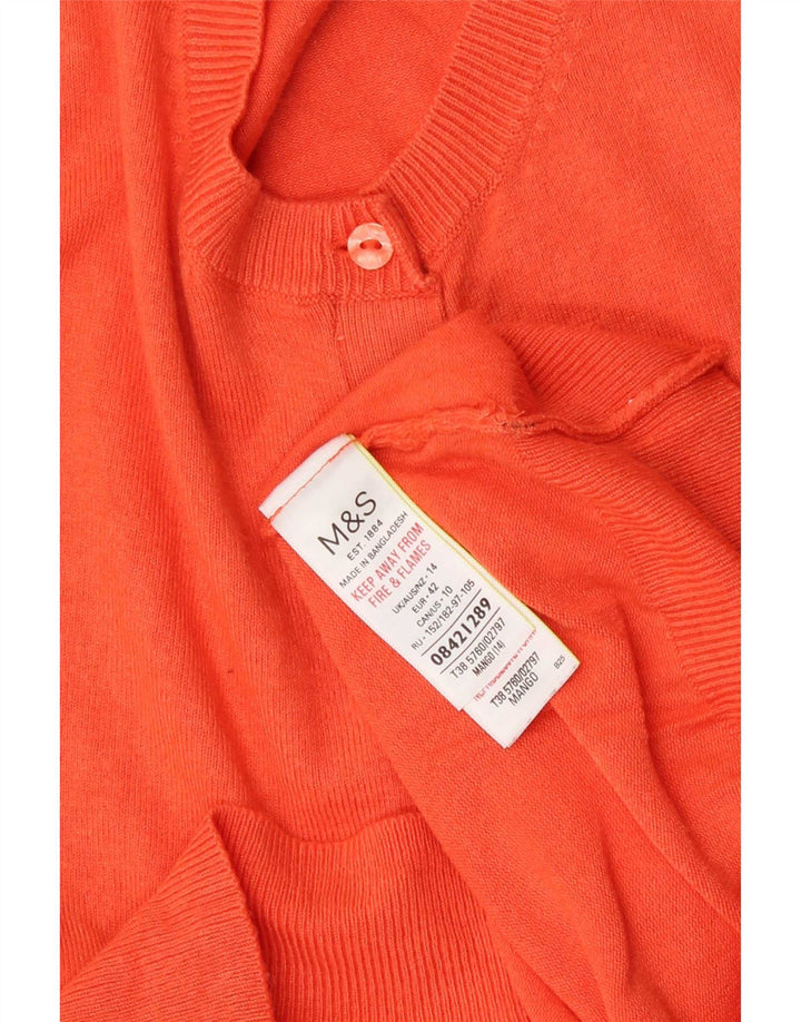 Marks & Spencer ženski kratki kardigan pulover UK 14 srednje narančasta viskoza