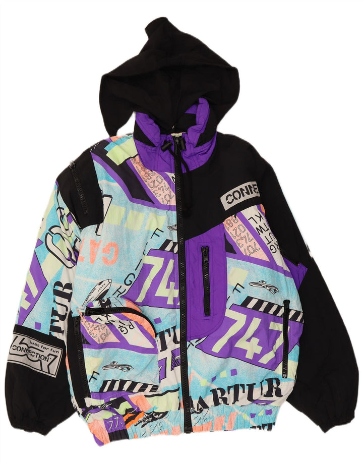 Vintage muška skijaška jakna s kapuljačom, UK 40, veliki višebojni poliamid