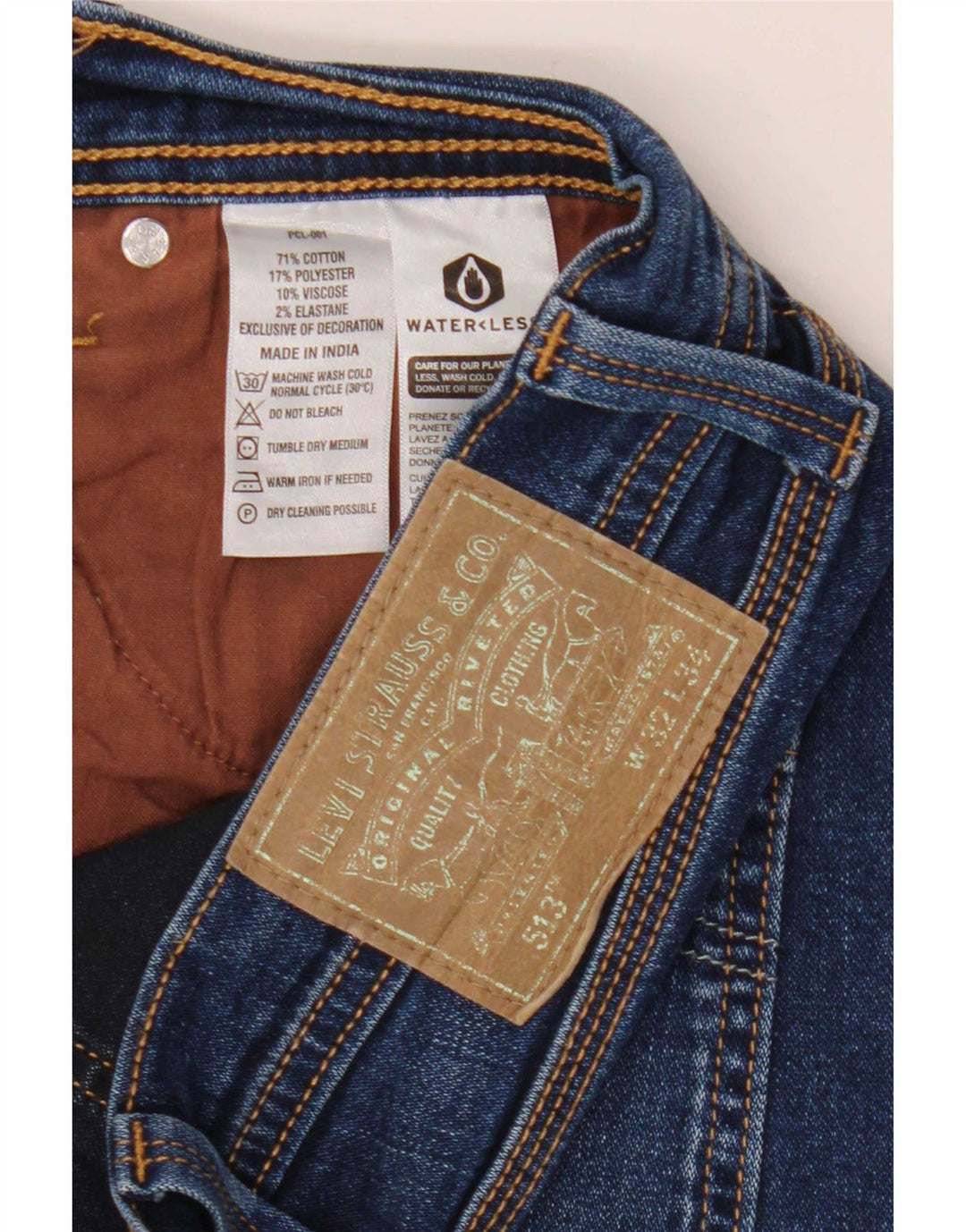 Levi's muške 513 uske ravne traperice W32 L34 plavi pamuk
