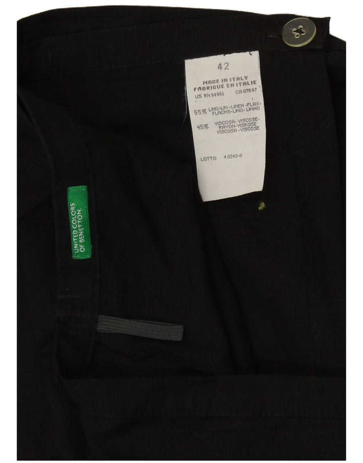 Benetton ženska suknja na preklop IT 42 srednje veličine W27 od crnog lana