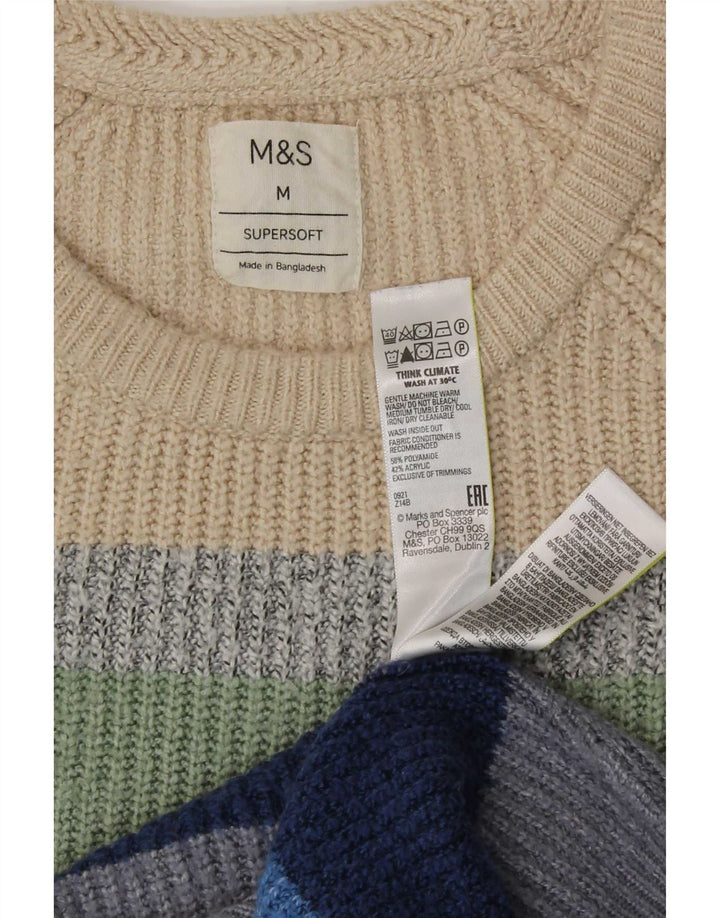 Marks & Spencer muški džemper s okruglim izrezom srednjih višebojnih pruga