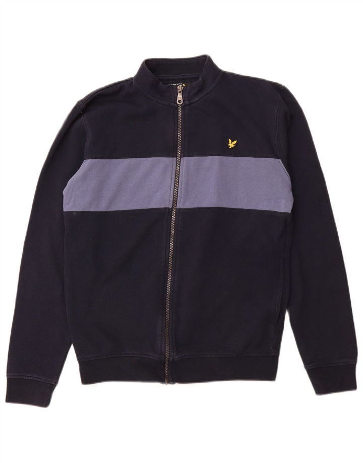 LYLE & SCOTT Boys Tracksuit Top Jacket 14-15 Years Navy Blue Colourblock
