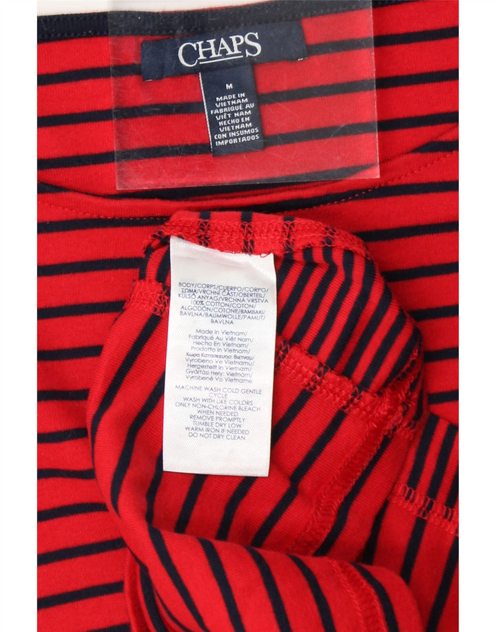 CHAPS Womens Top Long Sleeve UK 12 Medium Red Striped Cotton Vintage Chaps and Second-Hand Chaps from Messina Hembry 