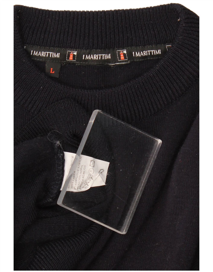 VINTAGE muški džemper s okruglim izrezom Veliki tamnoplavi pamuk