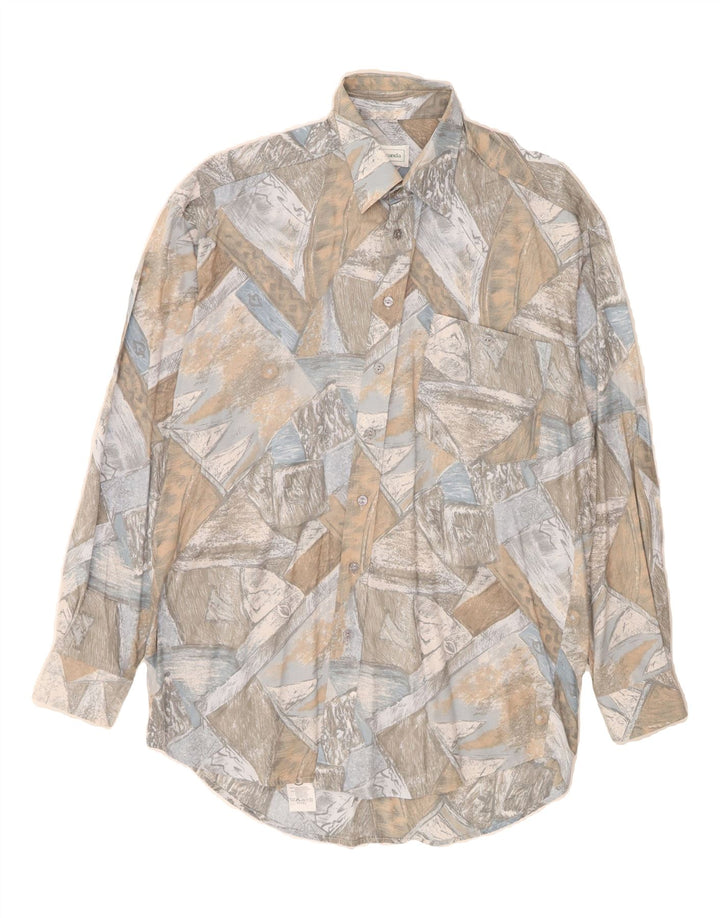 CANDA Mens Abstract Pattern Shirt Size 39/40 Medium Grey Viscose Vintage Canda and Second-Hand Canda from Messina Hembry 