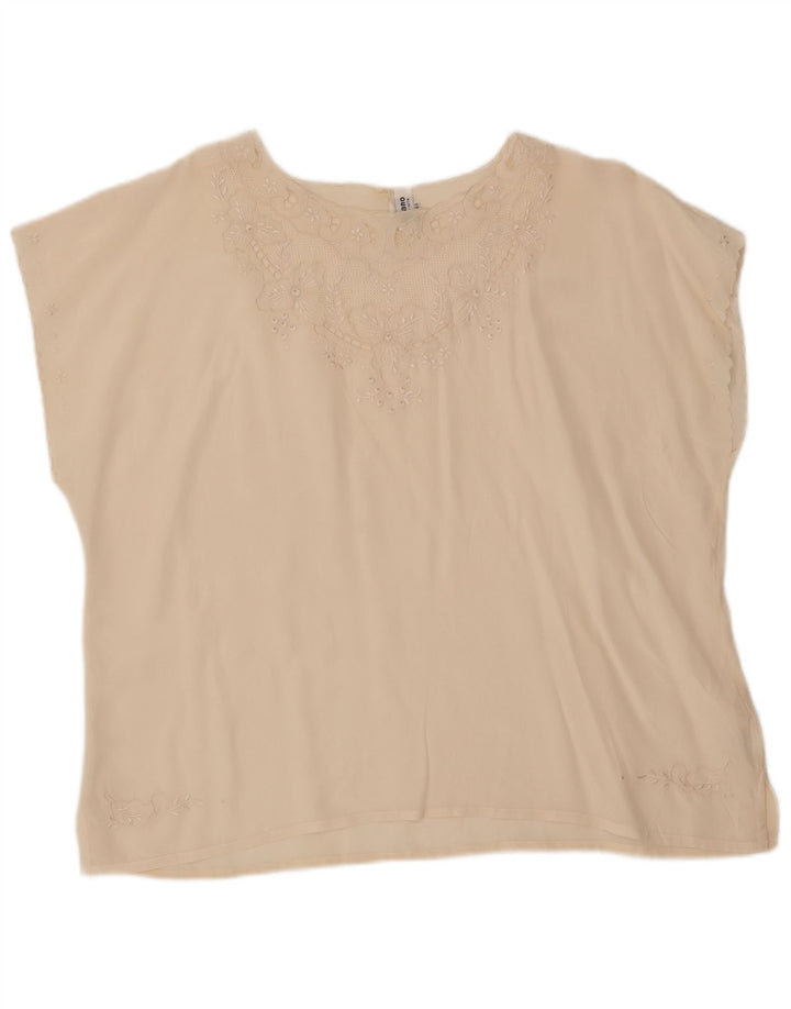 Vintage gornji dio ženske bluze IT 48 XL od bijele svile