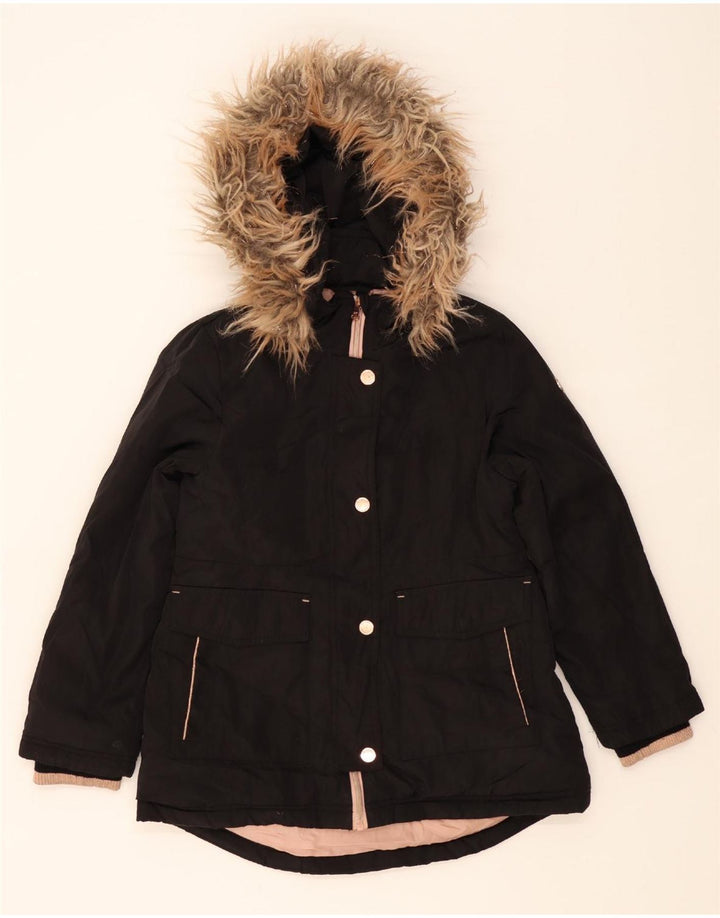 MICHAEL KORS Girls Hooded Parka Jacket 7-8 Years Black Polyester Vintage Michael Kors and Second-Hand Michael Kors from Messina Hembry 