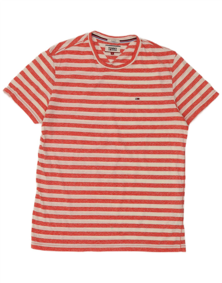Tommy Jeans Muška uska majica kratkih rukava s velikim crvenim prugama od poliestera