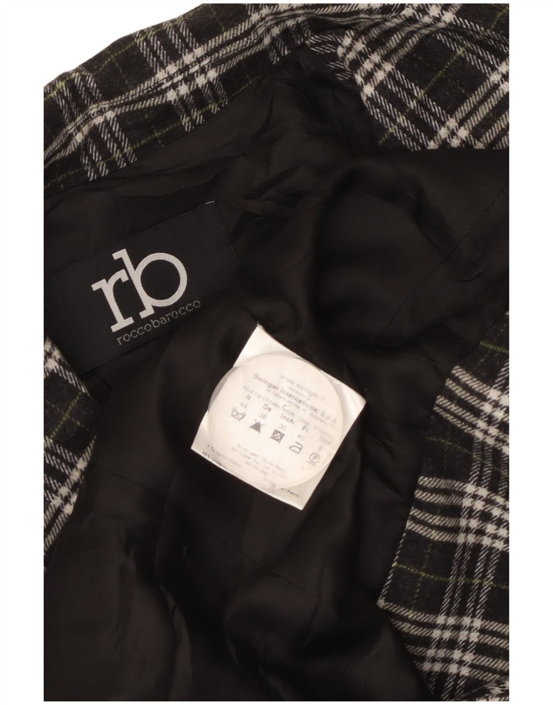 Roccobarocco ženski sako sa 2 gumba IT 44 Srednji crni karirani pamuk