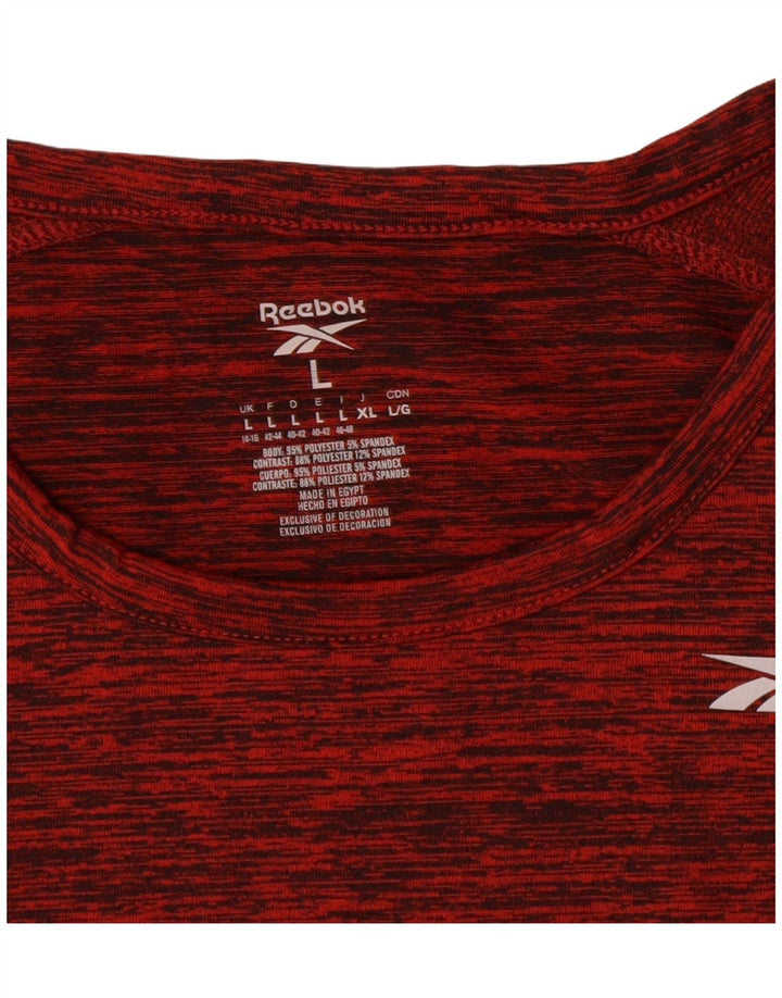REEBOK Womens Oversized Vest Top UK 14/16 Large Red Flecked Polyester