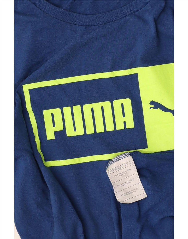 PUMA muška majica dugih rukava s grafikama, mala, plava pamučna
