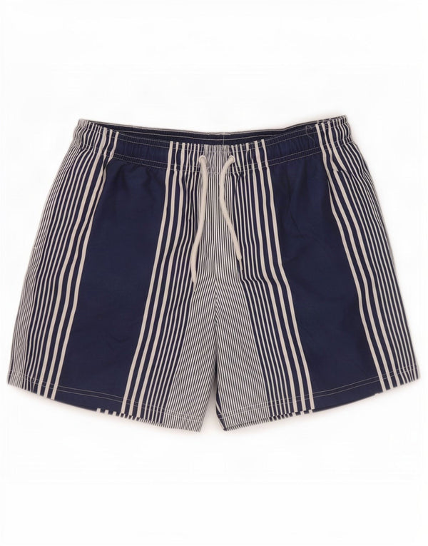 Marks & Spencer Mens Swimming Shorts Large Navy Blue Striped Polyester