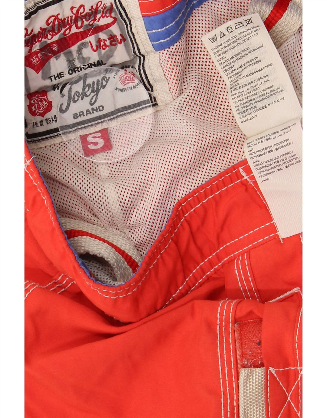 SUPERDRY muške kratke hlače za kupanje s grafičkim detaljima, mali crveni poliester
