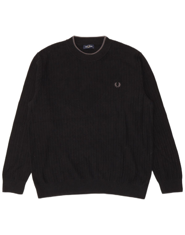 Fred Perry muški pulover s okruglim izrezom XL crni pamuk