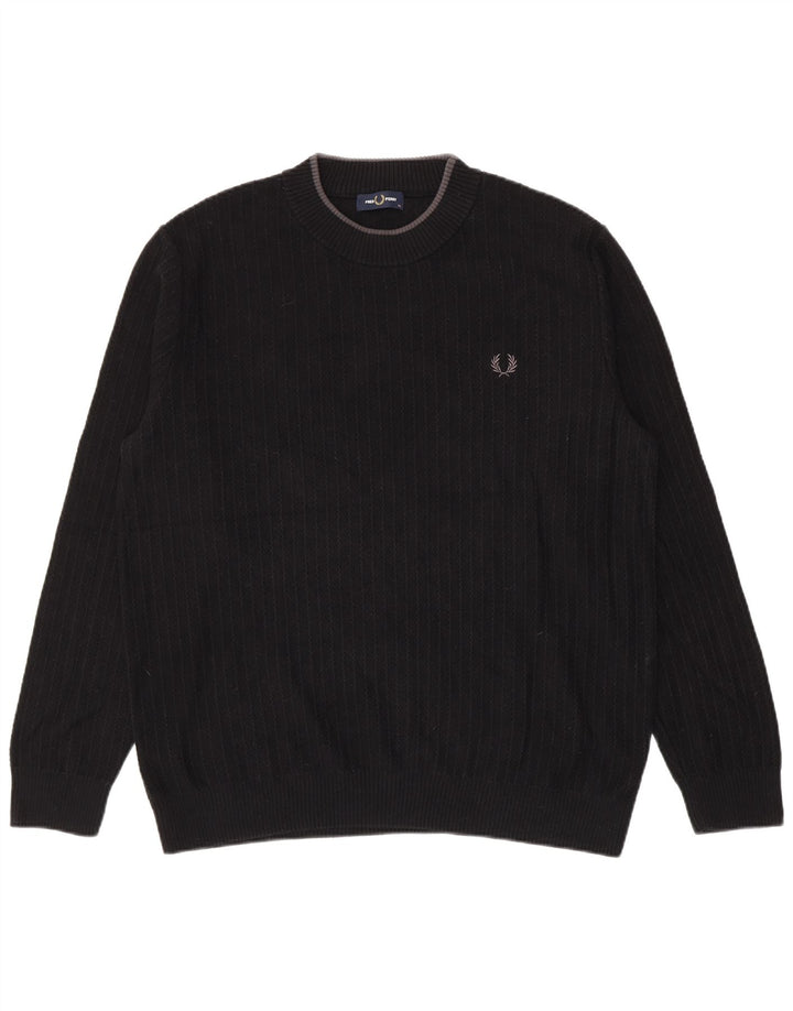 Fred Perry muški pulover s okruglim izrezom XL crni pamuk