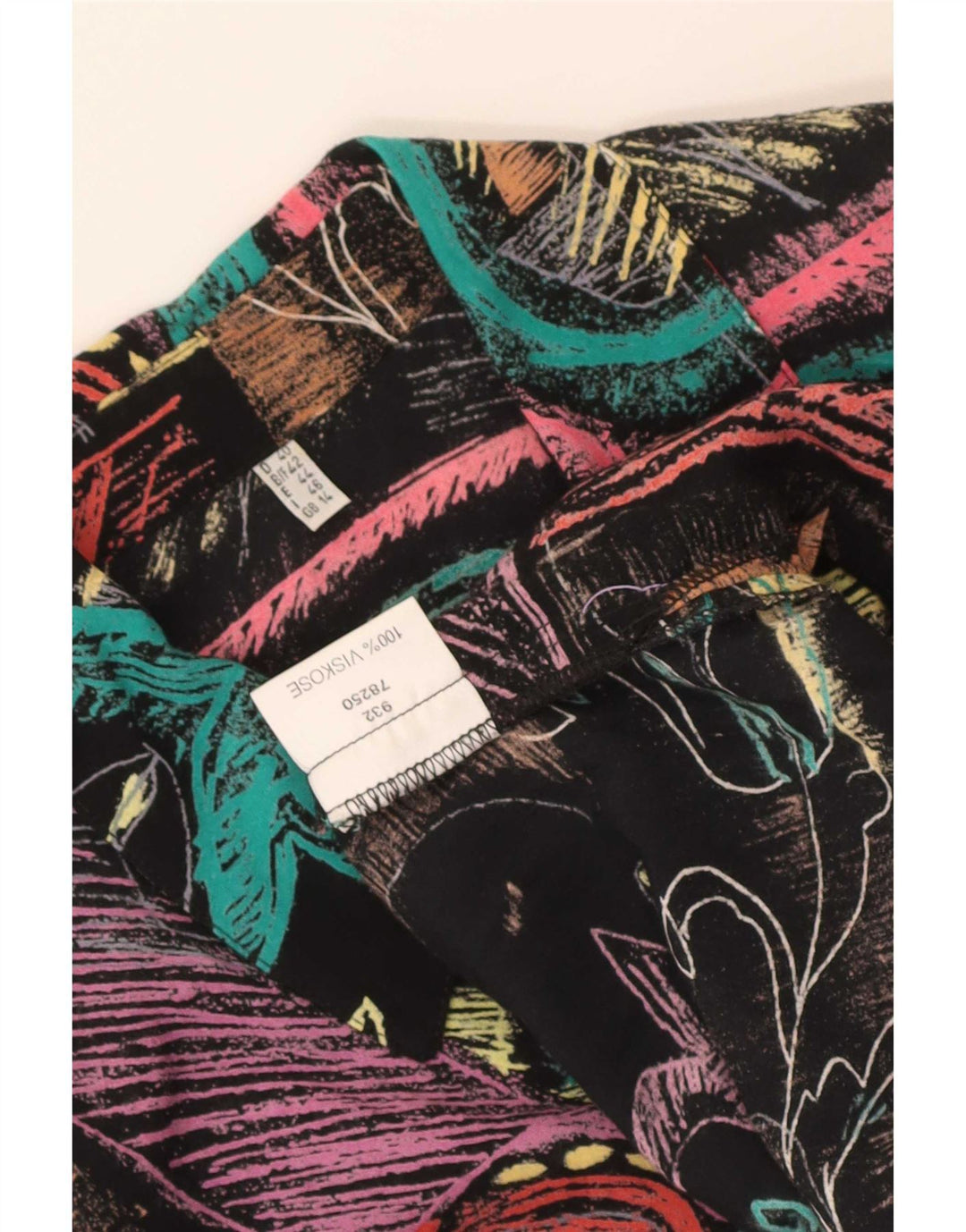 Vintage ženska košulja bluza UK 14 Velika raznobojna patchwork viskoza