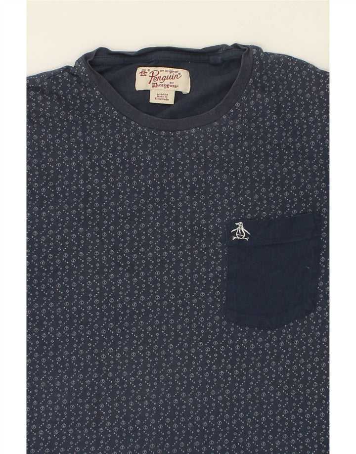 PENGUIN Mens Abstract Pattern T-Shirt Top Medium Navy Blue Vintage Penguin and Second-Hand Penguin from Messina Hembry 