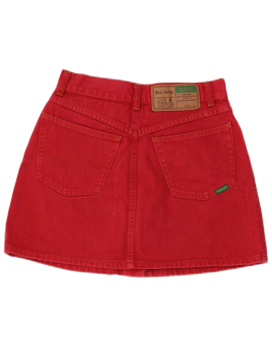 Benetton ženska mini traper suknja IT 44 srednje veličine W26 crveni pamuk