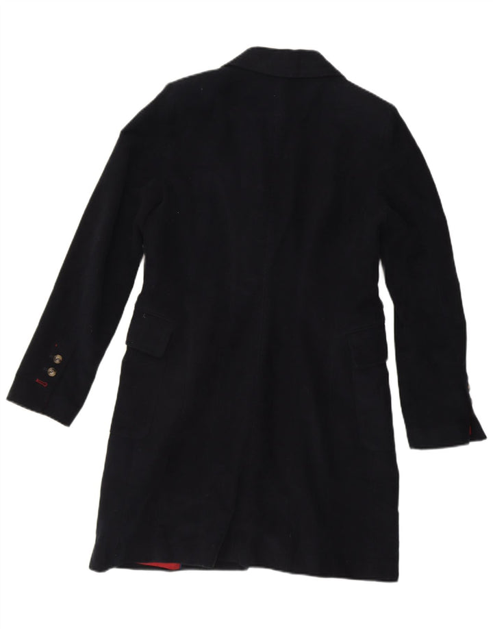 ZARA Womens Overcoat UK 14 Large Navy Blue Cotton