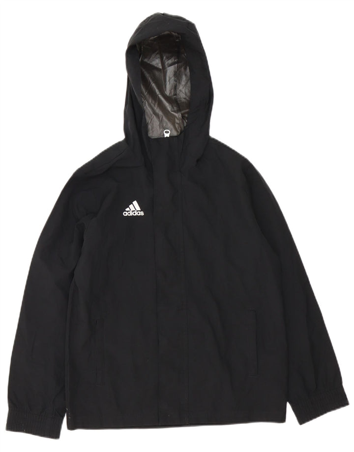 ADIDAS kišna jakna s kapuljačom za dječake 9-10 godina crna od poliestera