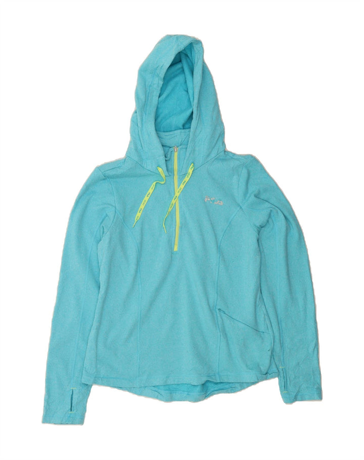 FILA Womens Zip Neck Hoodie Jumper UK 12 Medium Blue Polyester Vintage Fila and Second-Hand Fila from Messina Hembry 