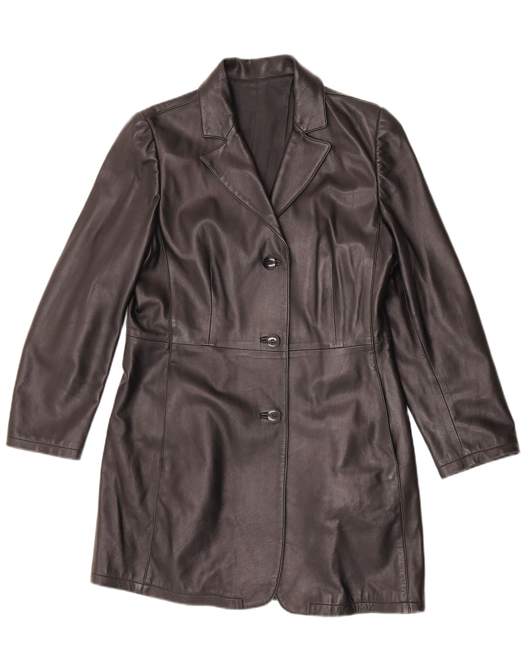 Vintage ženski kožni kaput UK 14 Srednja crna koža