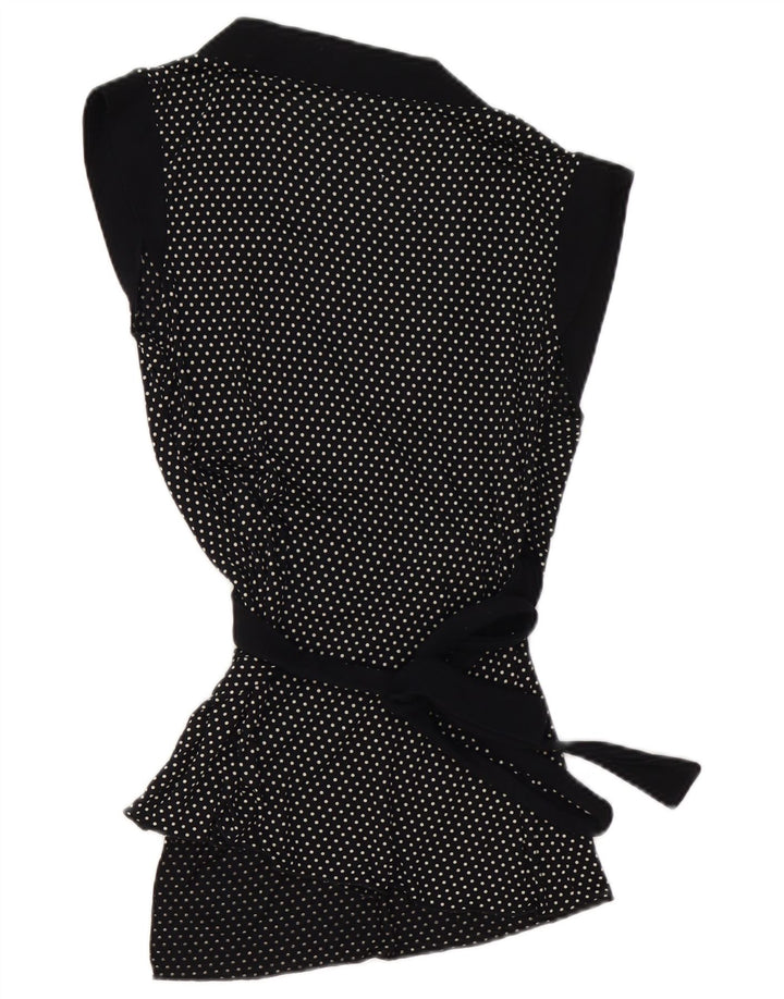 KOOKAI ženski gornji dio kardigana bez rukava s omotom US 3 male crne točkice