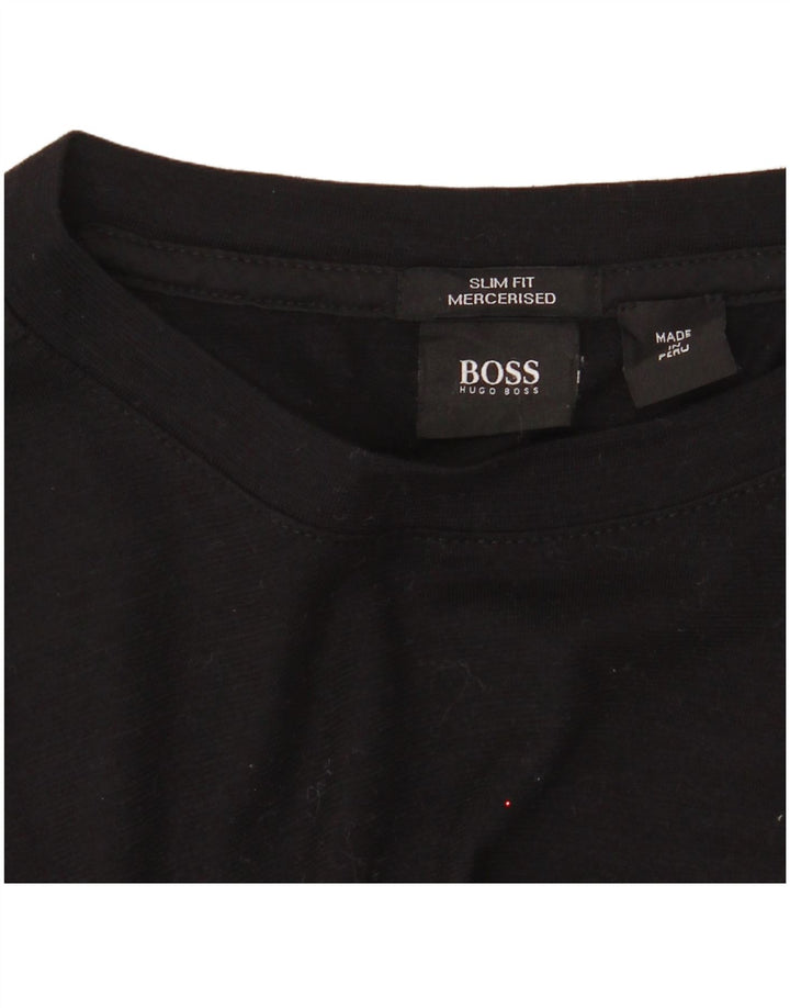 Muška uska majica Hugo Boss dugih rukava srednje crna