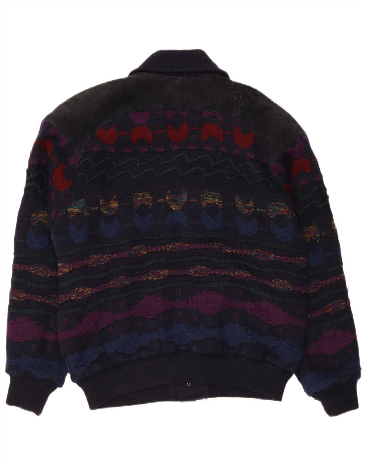 C&A muški kardigan džemper IT 48/50 Srednji tamnoplavi prugasti akril