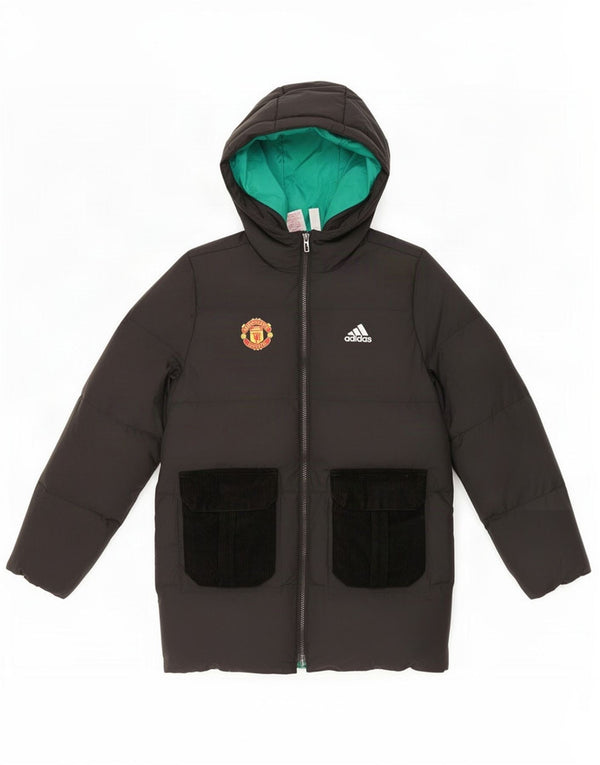 Adidas Boys Manchester United kaput s kapuljačom Graphic Podstavljeni kaput 11-12 godina crna