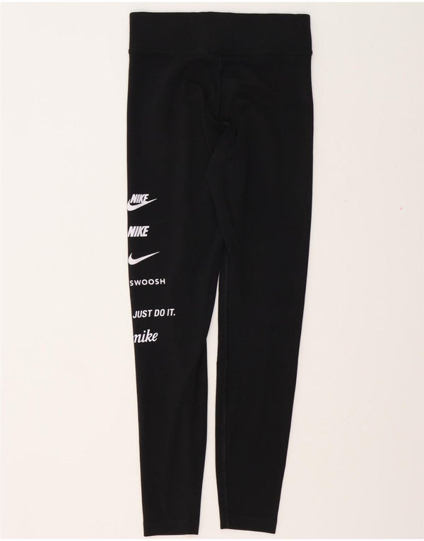 NIKE Womens Graphic Leggings UK 10 Small  Black Polyester