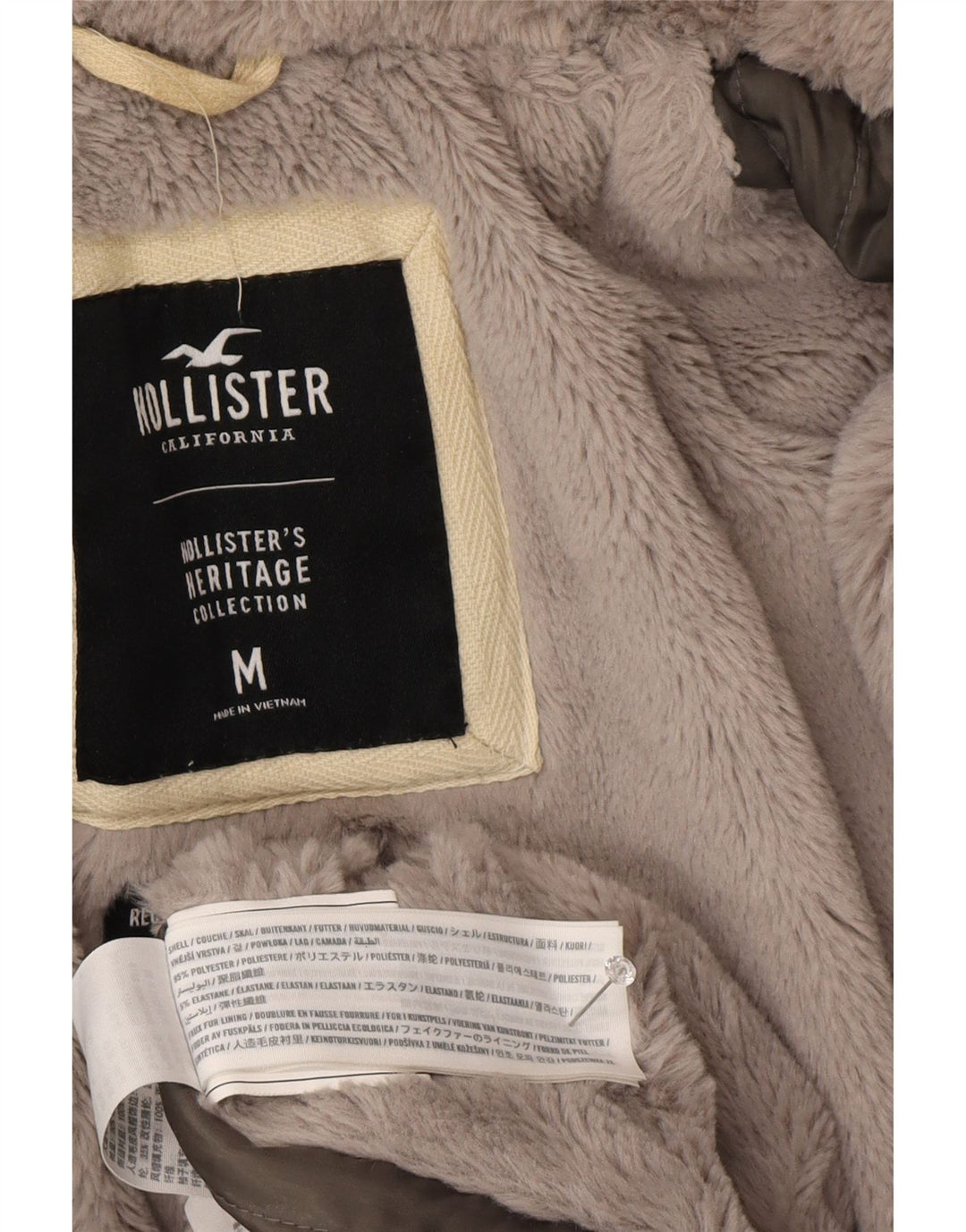 Hollister ženska šerpa parka jakna s kapuljačom UK 14 srednje sivi poliester