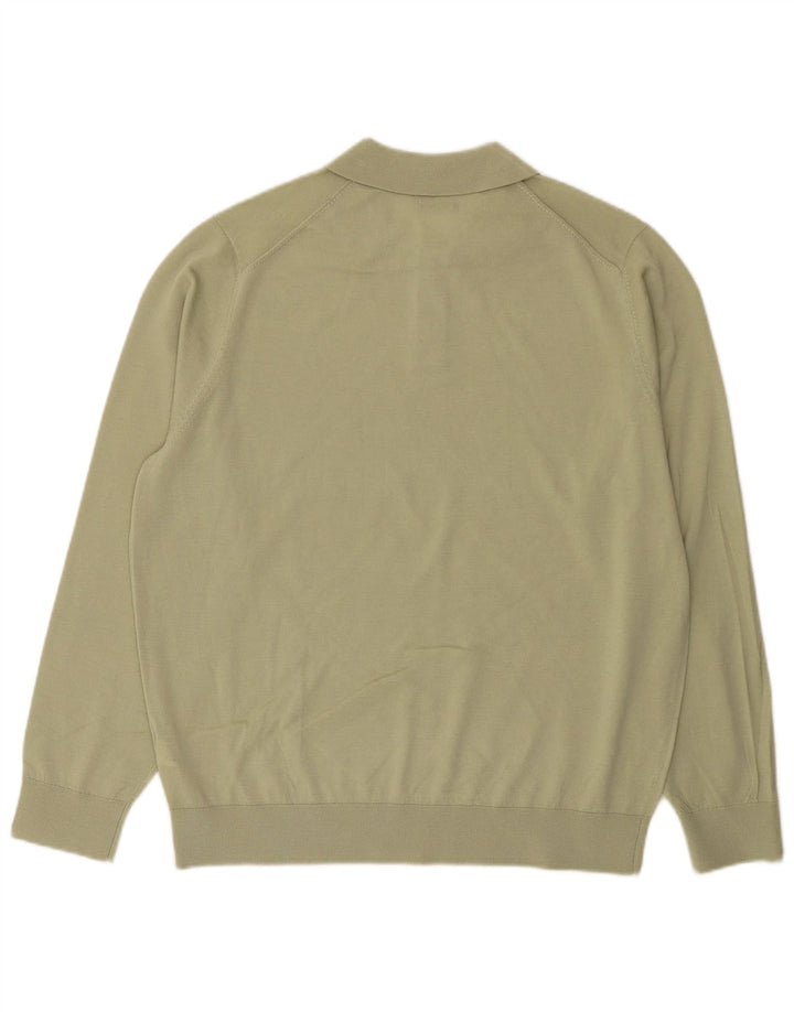 Massimo Dutti muški pulover s polo ovratnikom XL Zelena vunena