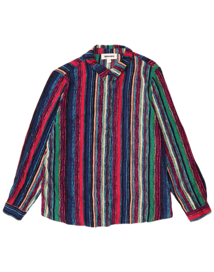 Vintage ženska košulja bluza UK 12 Srednja višebojna prugasta viskoza