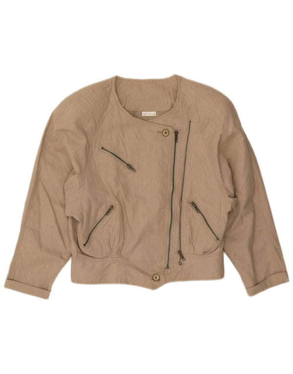 Vintage ženska bomber jakna IT 44 Medium Beige Lanen Biker