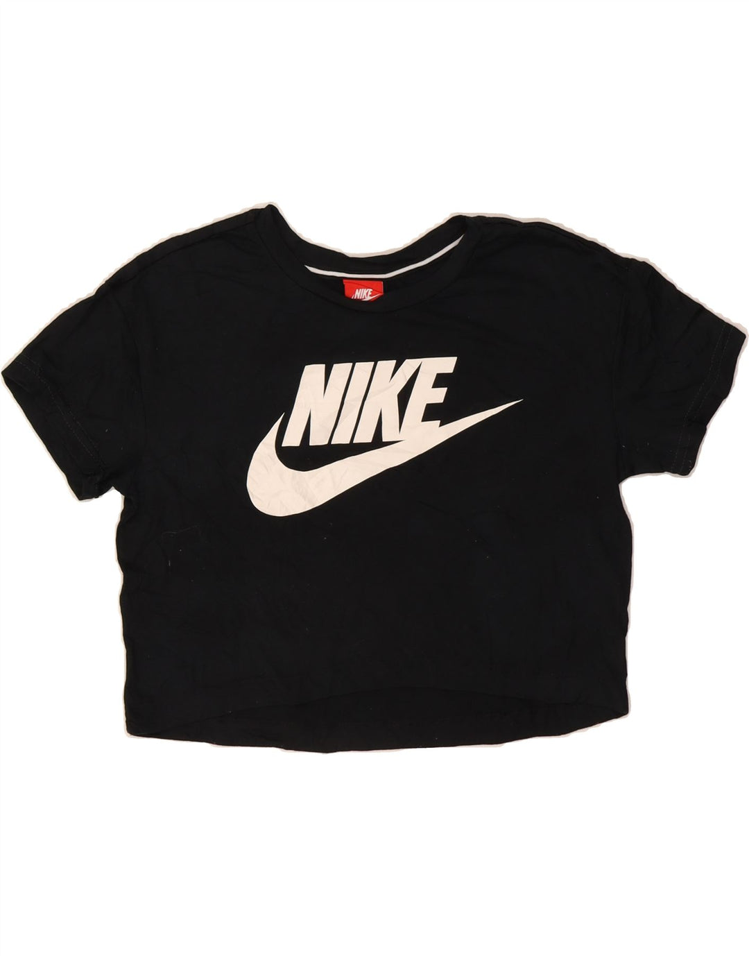 NIKE Womens Crop Graphic T-Shirt Top UK 10 Small Black Polyester Vintage Nike and Second-Hand Nike from Messina Hembry 