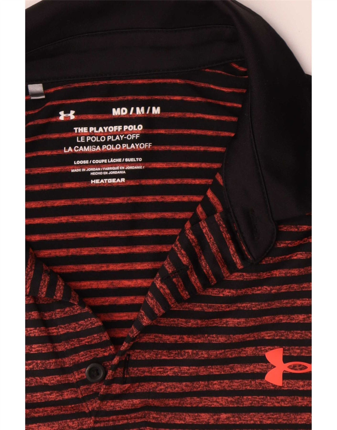 Under Armour muška polo majica Heat Gear Srednje narančasti prugasti poliester