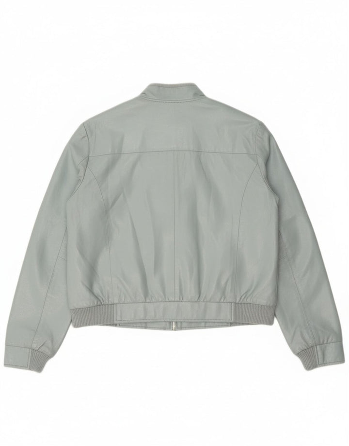 Vintage ženska bomber jakna od umjetne kože IT 44 Srednje plava