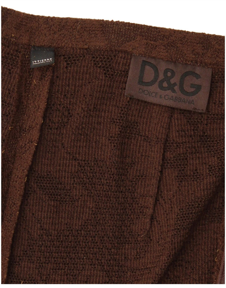 DOLCE & GABBANA ženska pletena maksi suknja W26 mala smeđa cvjetna