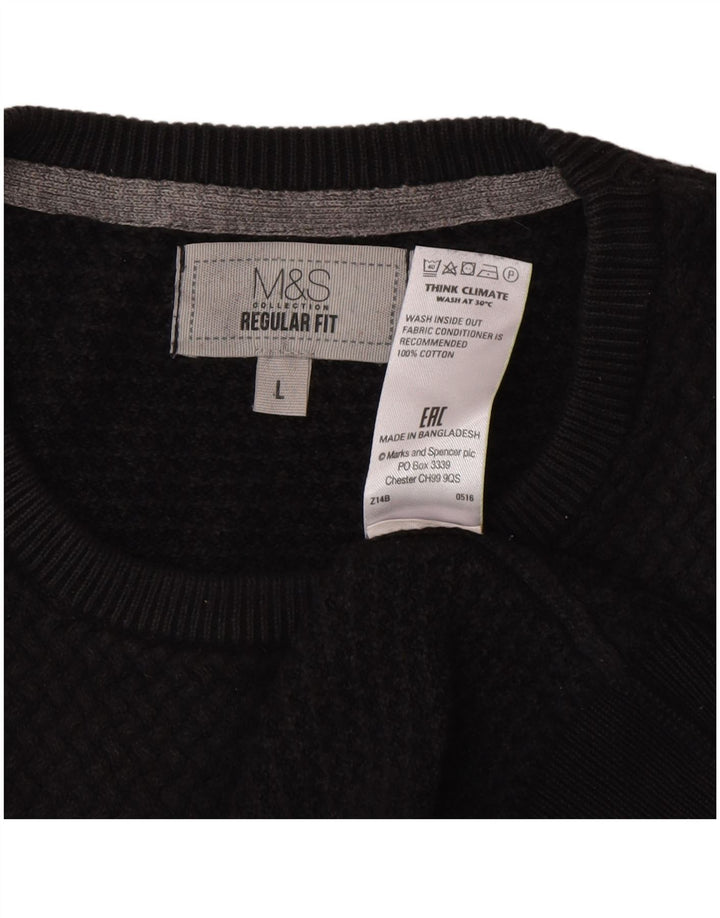 Veliki crni muški džemper s okruglim izrezom Marks & Spencer
