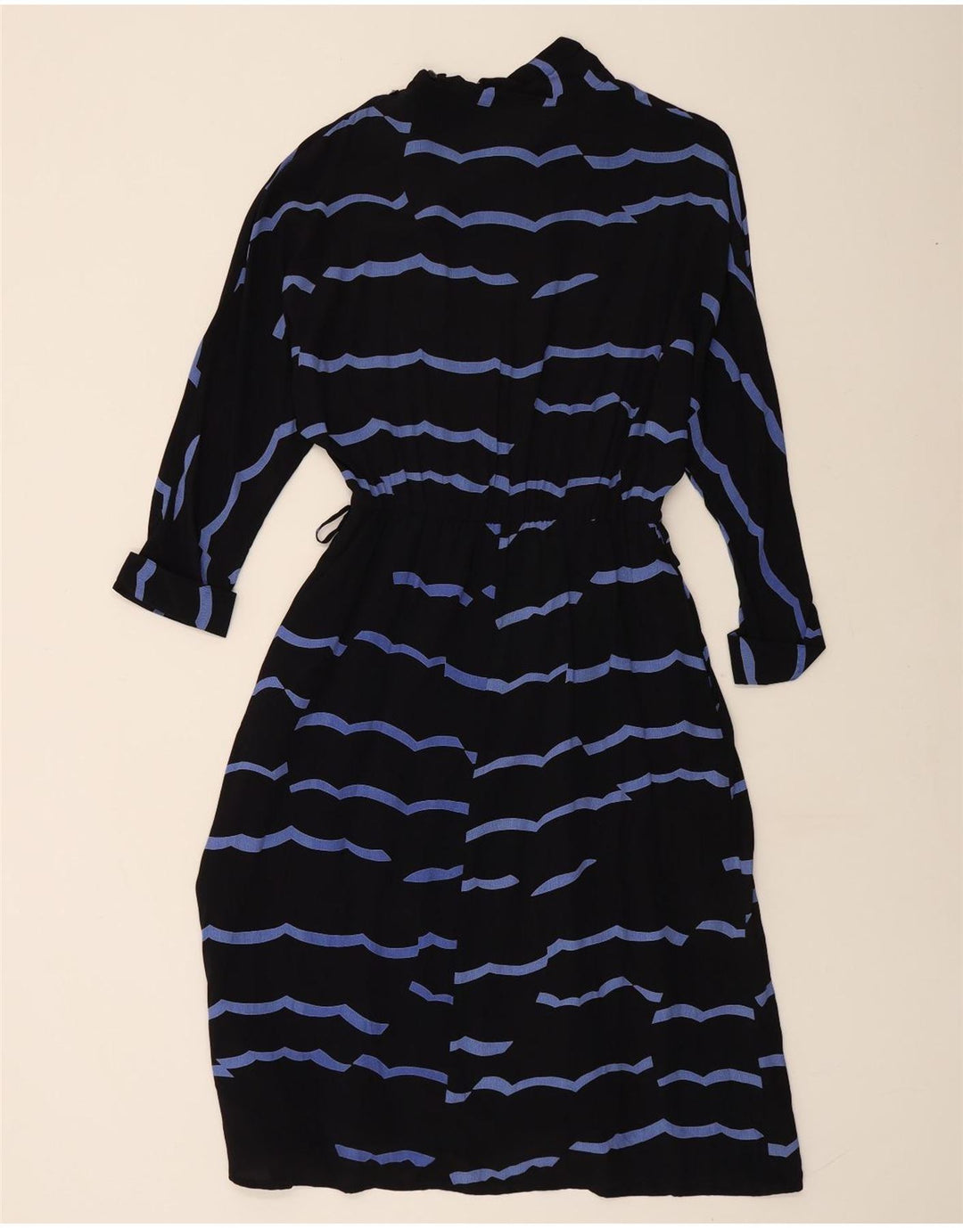 VINTAGE ženska maksi haljina 3/4 rukava IT 42 srednje crna prugasta viskoza