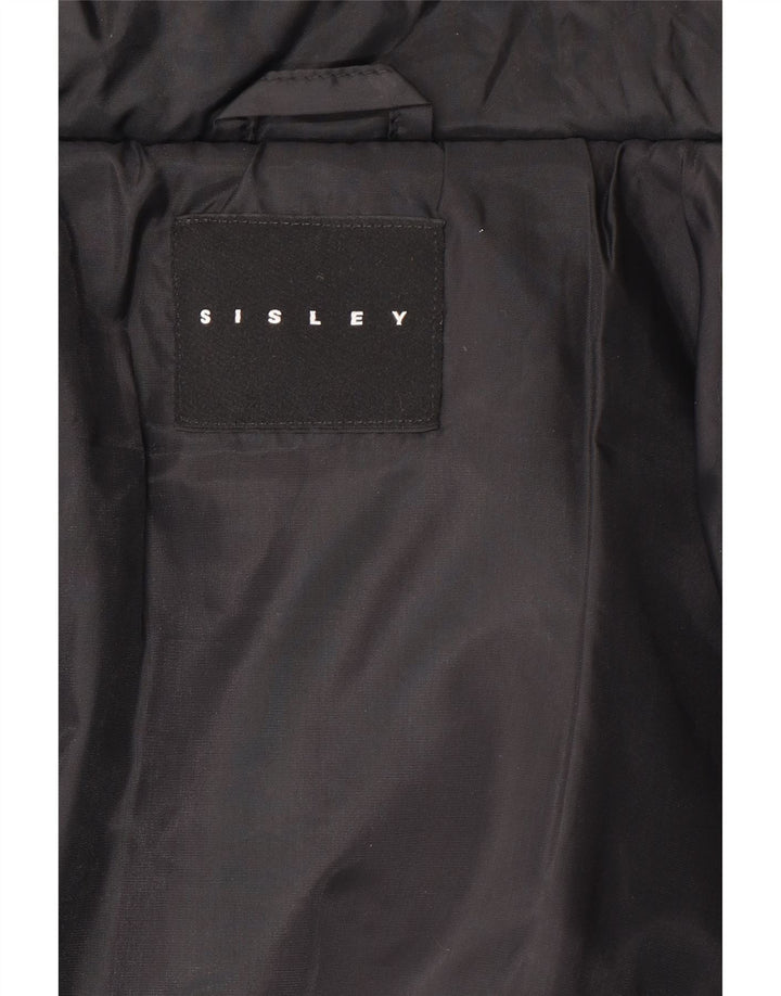 Sisley ženska kratka prevelika podstavljena jakna UK 14 Srednje crni poliamid