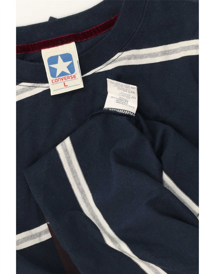 Converse muška majica dugih rukava s grafikama, veliki tamnoplavi pamuk na pruge