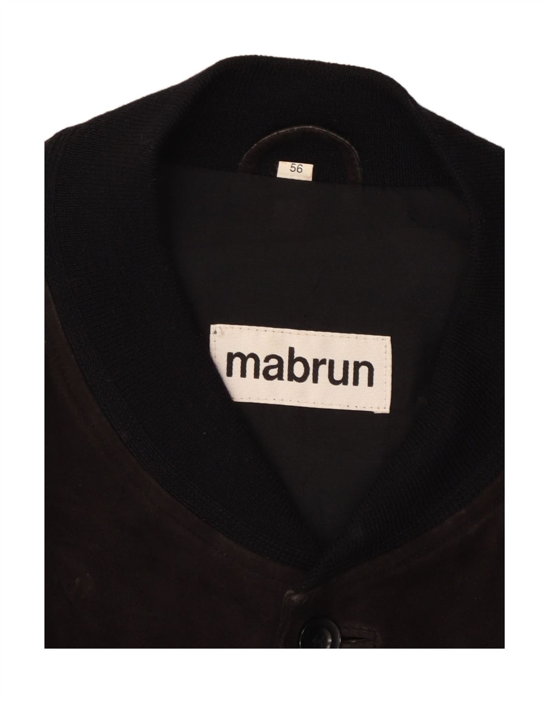 MABRUN Mens Suede Bomber Jacket IT 56 3XL Black Leather