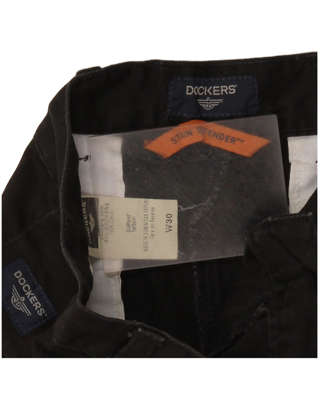 DOCKERS Muške kratke chino hlače s štiklima Stain Defender W30 Srednje crni pamuk