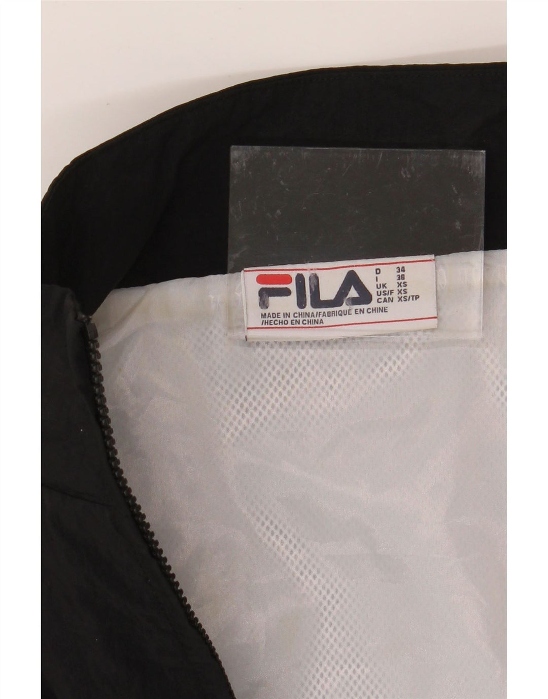 FILA Mens Tracksuit Top Jacket XS Black Colourblock Nylon Vintage Fila and Second-Hand Fila from Messina Hembry 